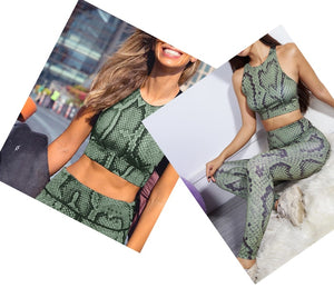 2 Piece Snake Print Yoga Set