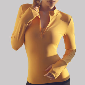 Sexy Zipper Long Sleeve Yoga Shirt