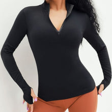 Load image into Gallery viewer, Sexy Zipper Long Sleeve Yoga Shirt
