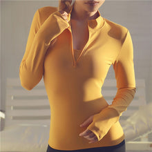 Load image into Gallery viewer, Sexy Zipper Long Sleeve Yoga Shirt
