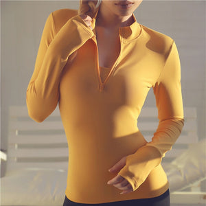 Sexy Zipper Long Sleeve Yoga Shirt